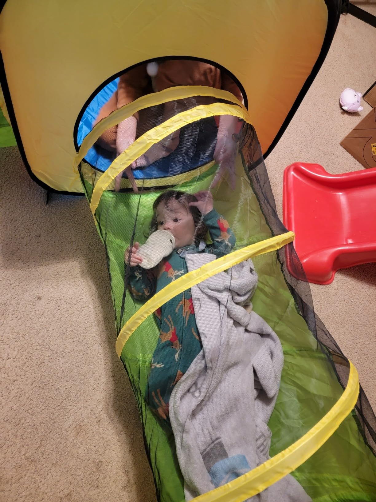UTEX 8 in 1 Pop Up Kids Play Tent with 4 Tunnel, Indoor/Outdoor Playhouse | Baby Tunnel, Tunnel Toys for Toddlers 1-3, Primary Color Style, Tear-resistant Fabric customer photo 1
