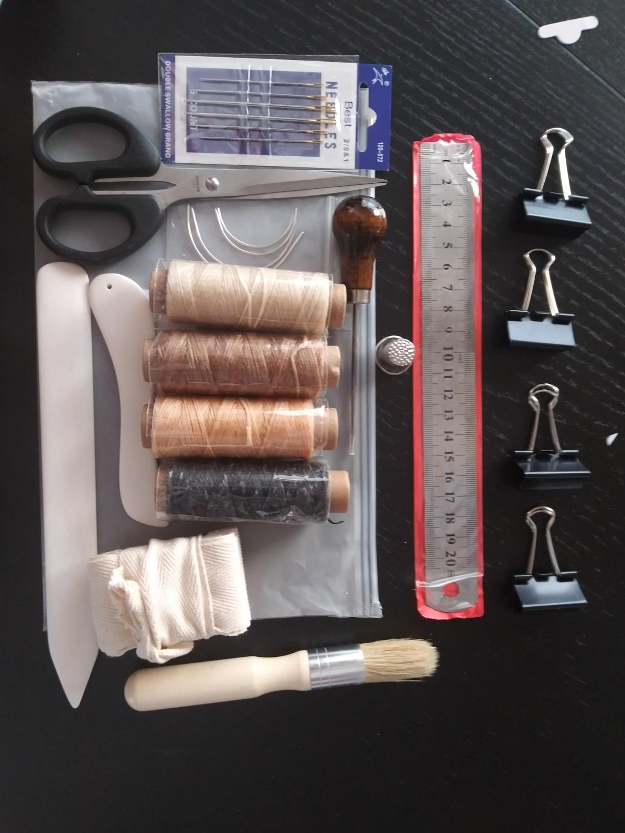 VENCINK Bookbinding Supplies Kit Hand Book Binding Starter Tools Set | Genuine Bone Folders, Awl, Large-eye Needles, Waxed Thread, Binding Ribbon, Brush, Steel Ruler customer photo 1
