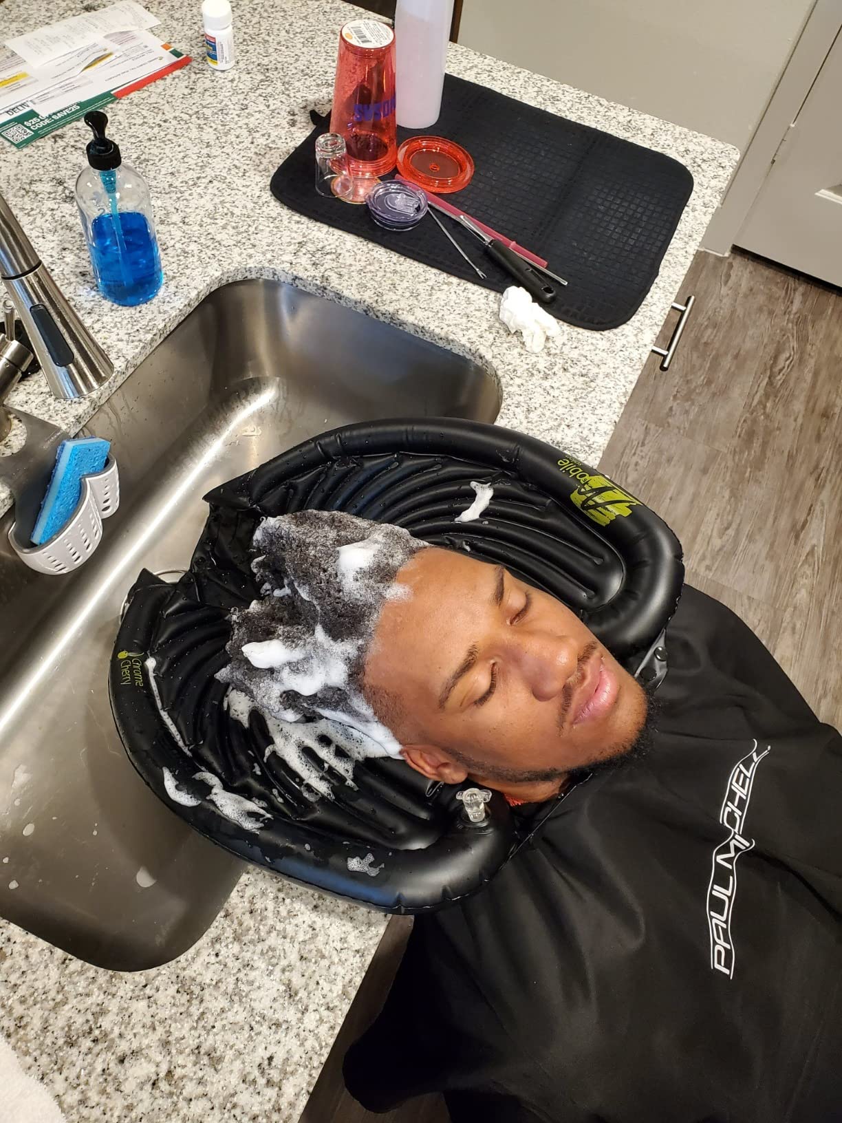 Chrome Cherry Mobile Salon Portable Inflatable Hair Washing Basin for Home, Bed & Wheelchair Use, Easy Setup, Adjustable Neck Fit & Controlled Water Flow, Reusable customer photo 2
