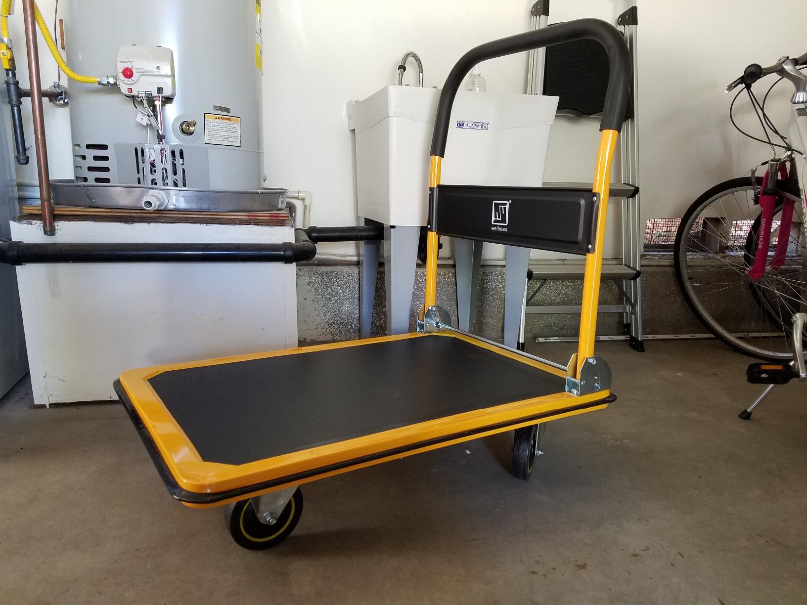 Wellmax Push Cart Dolly, Foldable Moving Platform Flat Cart, 660 lb, Yellow customer photo 2