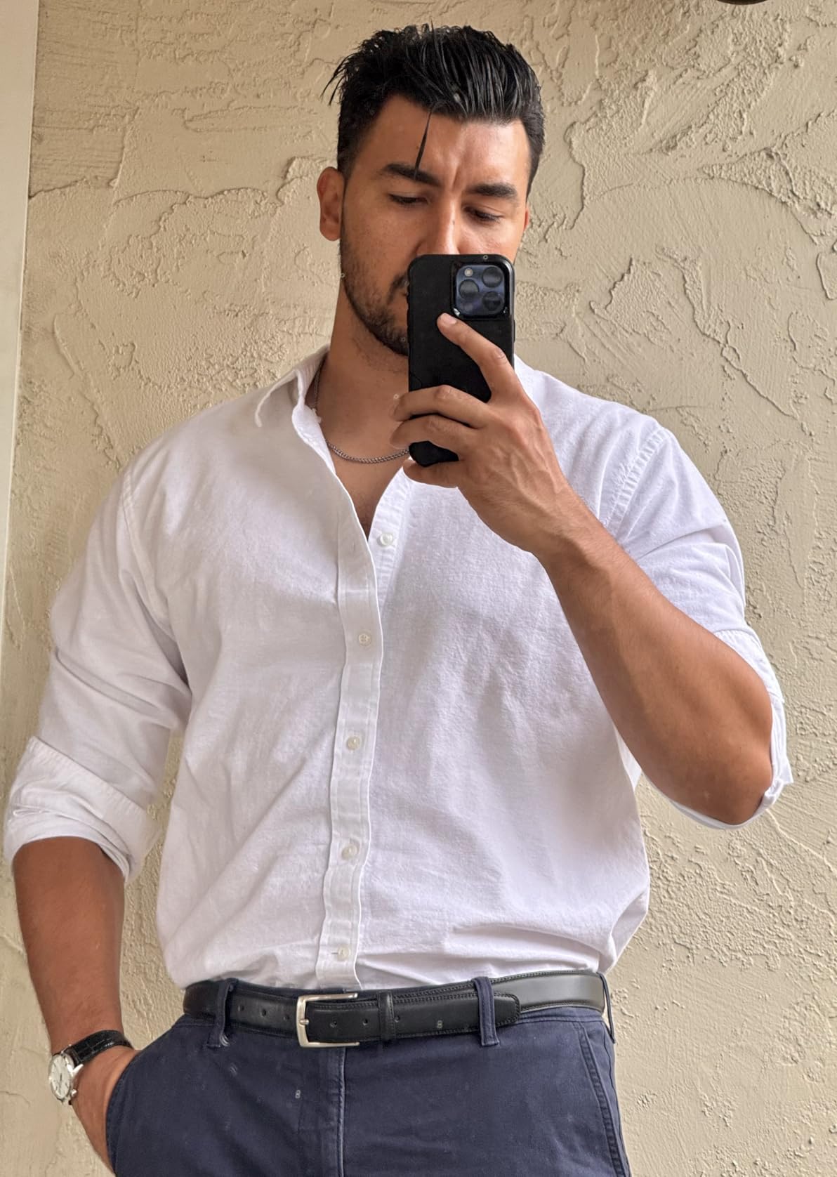Amazon Essentials Men's Regular-Fit Long Sleeve Oxford Shirt, 100% Cotton customer photo 2
