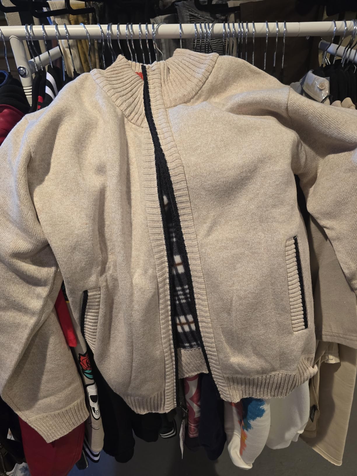 Men's Casual Slim Full Zip Thick Knitted Cardigan Sweaters with Pockets customer photo 2