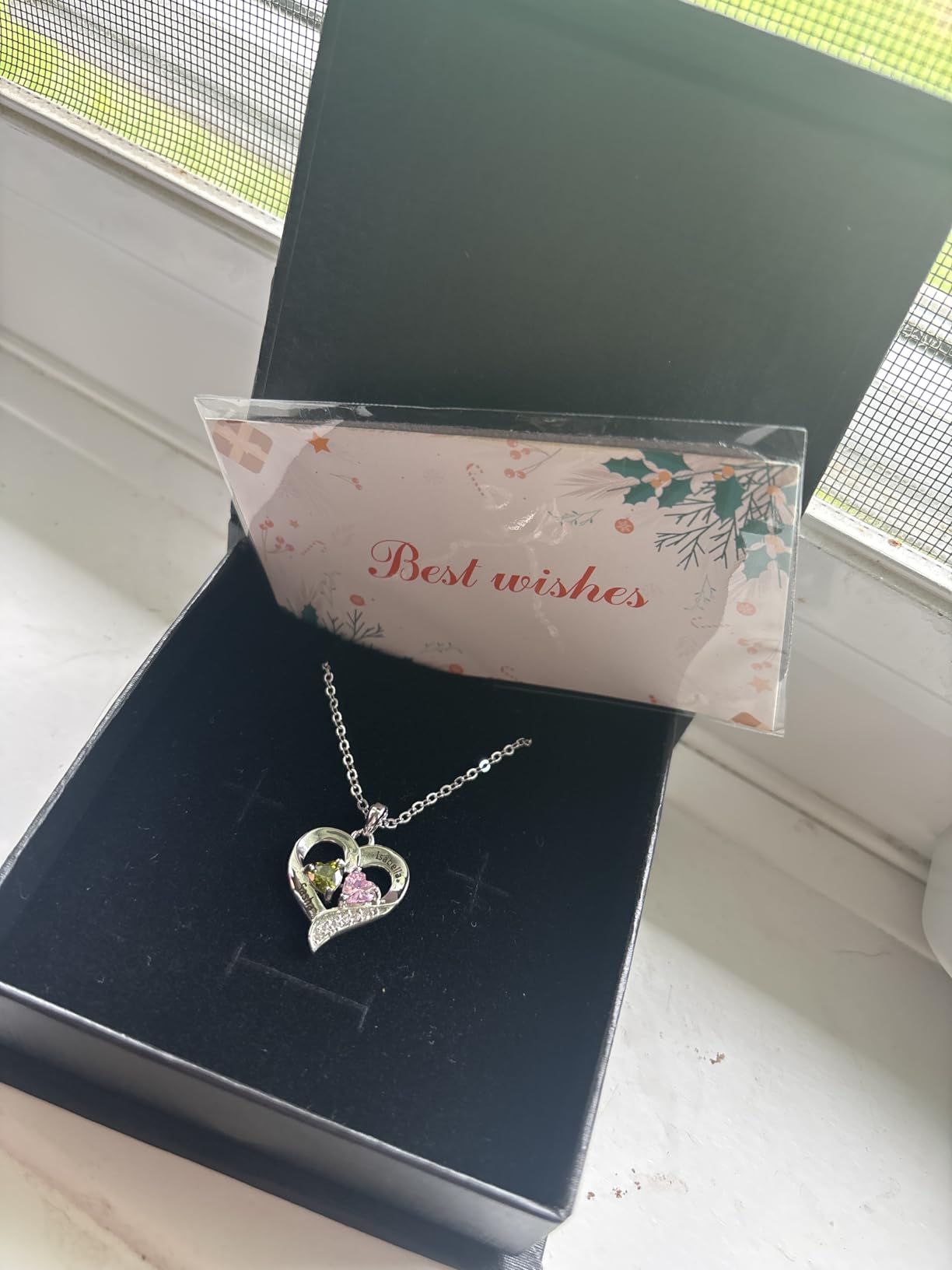 Personalized Birthstone Necklace for Mom, Custom Name Pendant customer photo 1