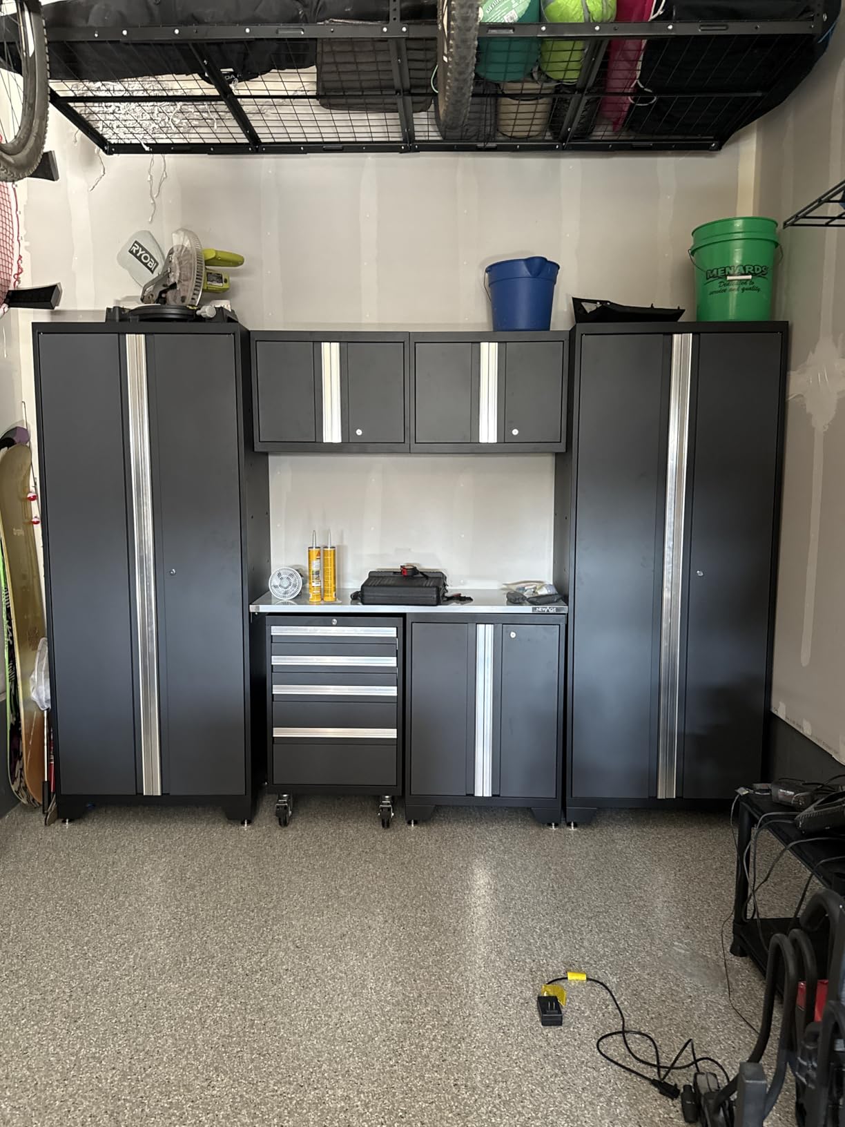 NewAge Products Gray Bold Series 7PC Garage Cabinetry Set - 24-Gauge Steel - Fully Welded - 108