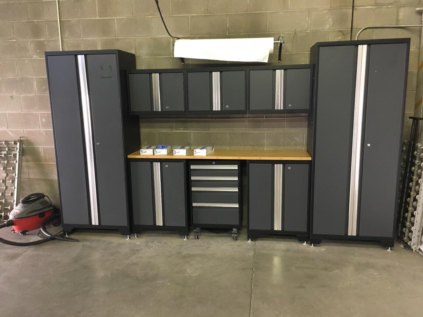 NewAge Products Gray Bold Series 9PC Garage Cabinetry Set - 24-Gauge Steel - Fully Welded - 132