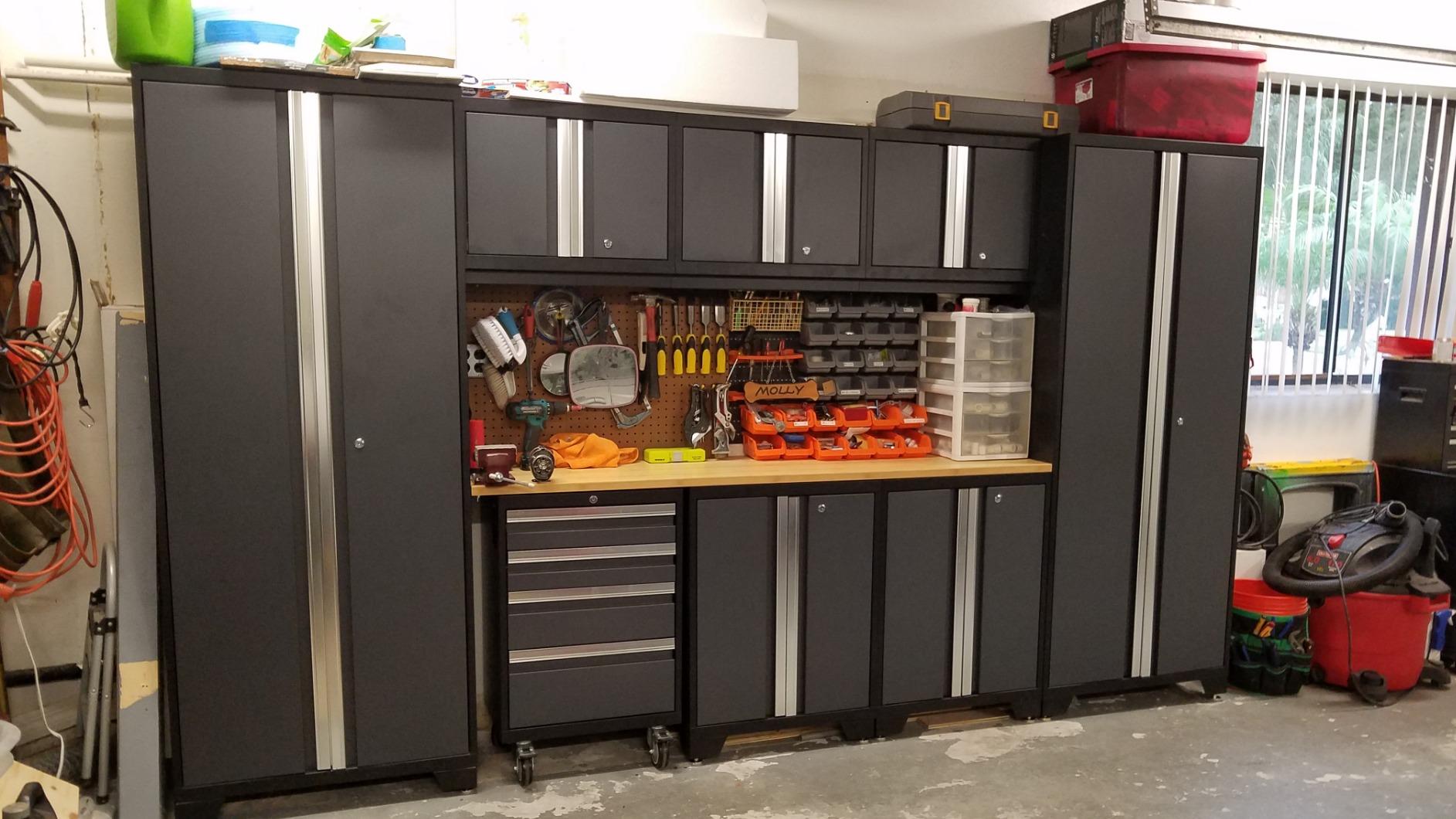 NewAge Products Gray Bold Series 9PC Garage Cabinetry Set - 24-Gauge Steel - Fully Welded - 132