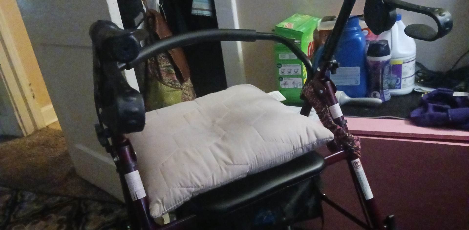 Medline Steel Rollator Walker with Seat, Burgundy, 350 lb. Weight Capacity, 6” Wheels, Foldable, Adjustable Handles, Rolling Walker for Seniors, Walker for Mobility Impaired customer photo 1