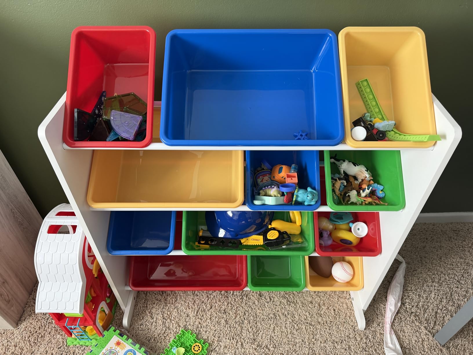 Humble Crew Toy Storage Organizer with 12 Removable Storage Bins for Kids Playroom, 4-Tier Toddler Toy Organization, Grey/White customer photo 2