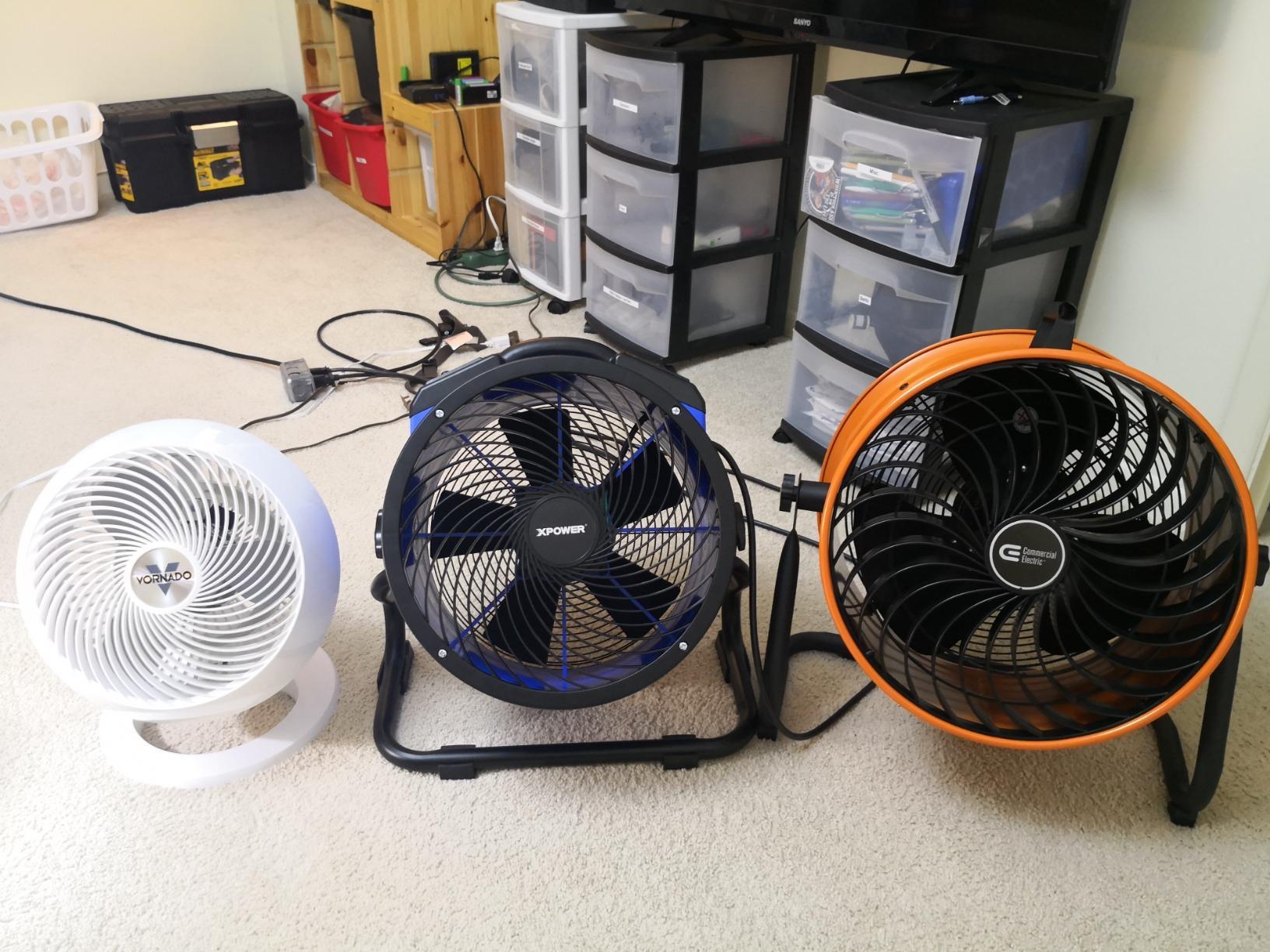 XPOWER FC-300 Heavy Duty Industrial High Velocity Whole Room Air Mover Air Circulator Utility Shop Floor Fan, Variable Speed, Timer, 14 inch, 2100 CFM, Black, Blue customer photo 2