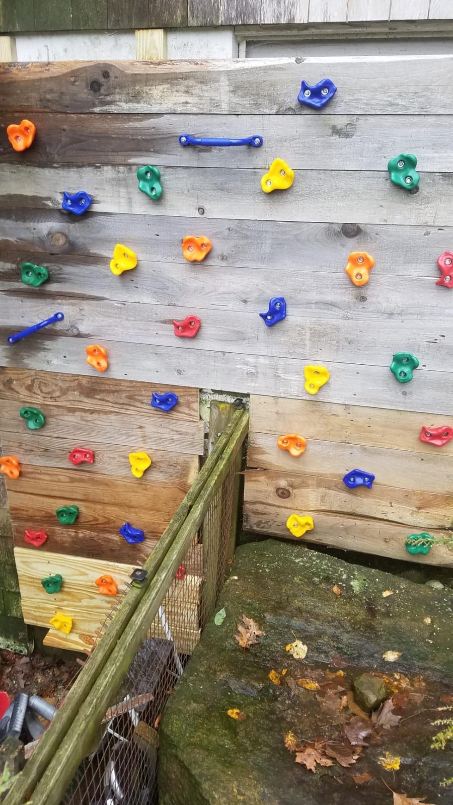 KINSPORY 20pc Rock Wall Climbing Holds for Kid, Play Set Climber Attachment | Colourful anti-slip pig nose rocks, two blue handles, complete mounting hardware for indoor outdoor playground building customer photo 1