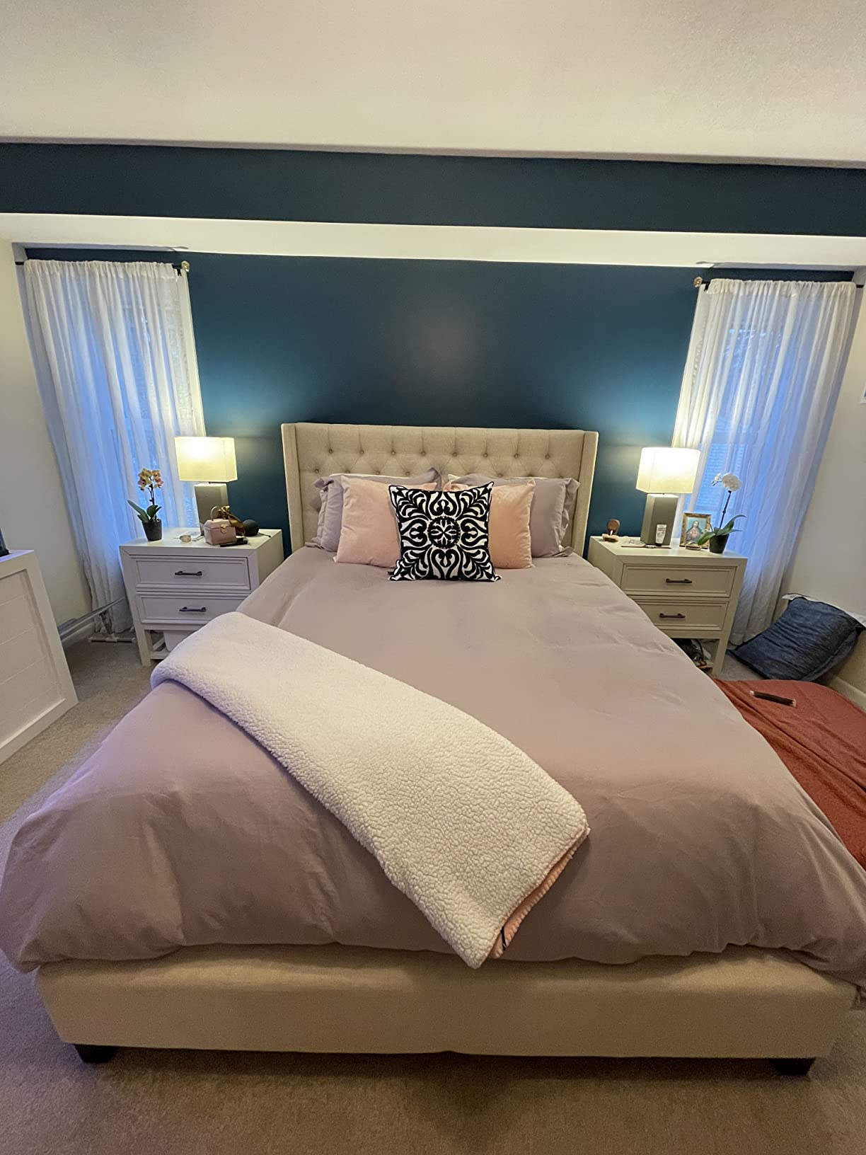 Pizuna 100% Cotton Queen Duvet Cover Set 400 Thread Count White | Long Staple Combed Cotton Sateen Weave 3 Piece Luxurious Cool Queen Comforter Cover with Hidden Button Closure customer photo 1