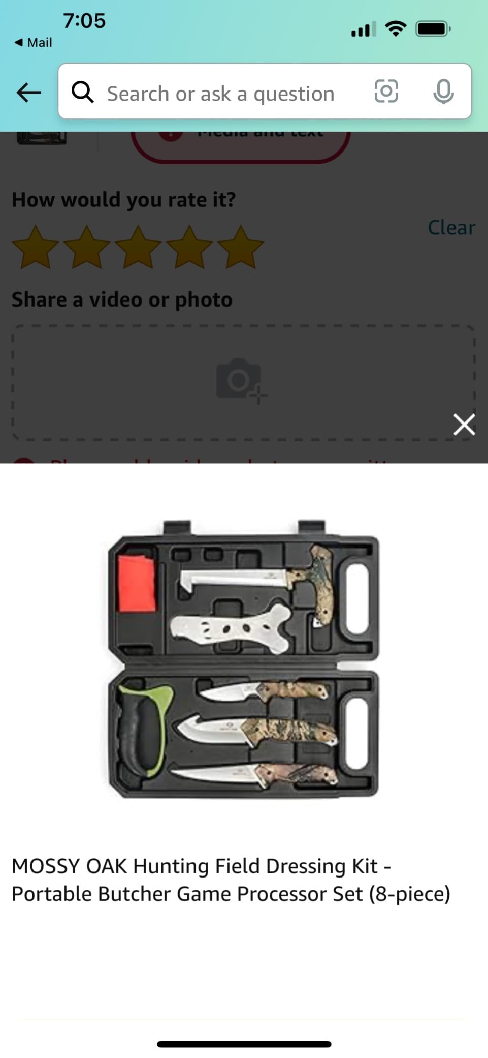 Mossy Oak Field Dressing Kit Hunting Deer Knife Set (8-Piece) | Portable Butcher Game Processor Set, Stainless Steel Hunting Knife Set customer photo 2