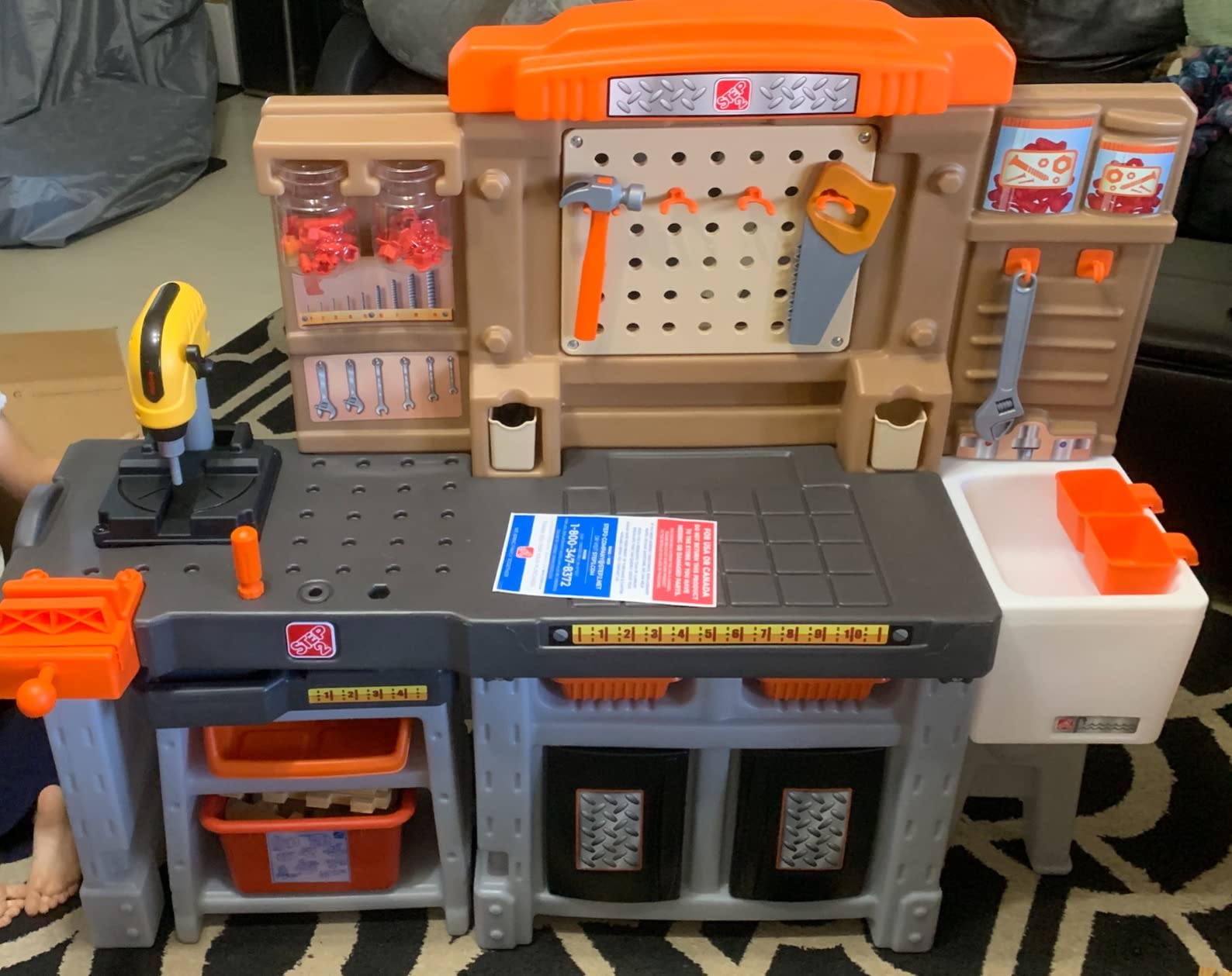 Step2 Pro Play Kids Workshop with Utility Bench, Indoor/Outdoor Tool Bench for Children, Interactive Play with Sounds, Made of Durable Plastic, Includes 76 Piece Toy Accessories, Toddlers 3+ Years Old customer photo 2