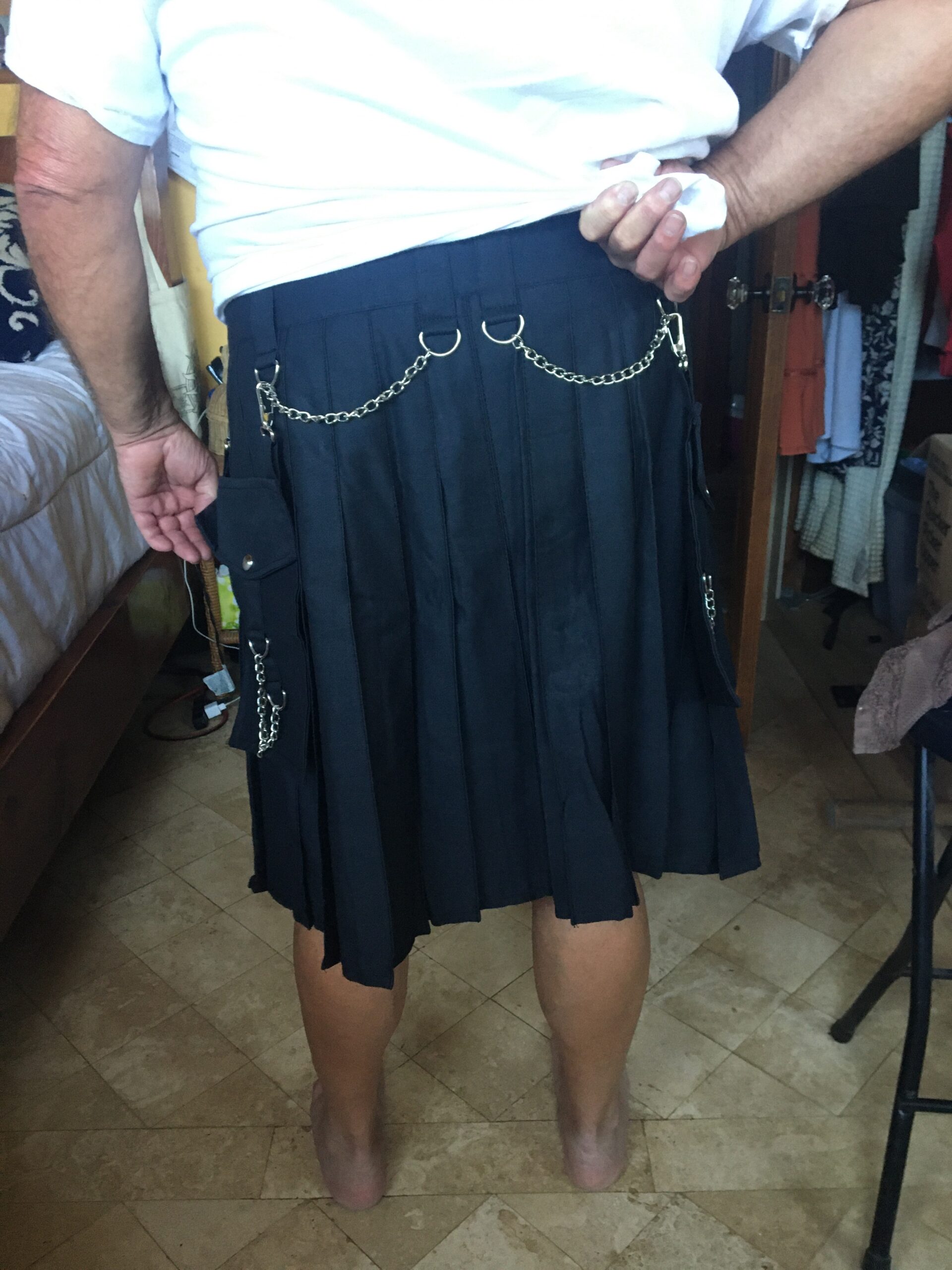 Men's Black Scottish Kilt with Silver Chains customer photo 2