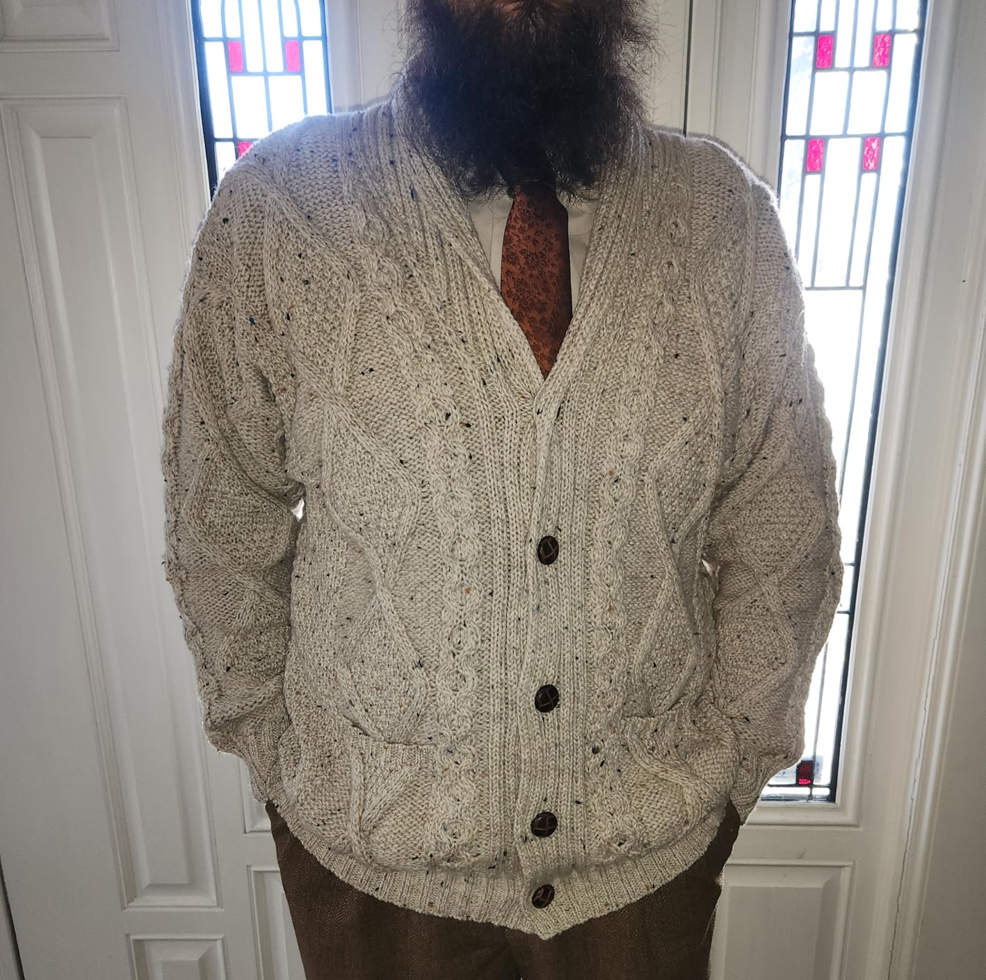 Aran Crafts Men's Irish Cable Knitted Cardigan Sweater (100% Merino Wool) customer photo 1