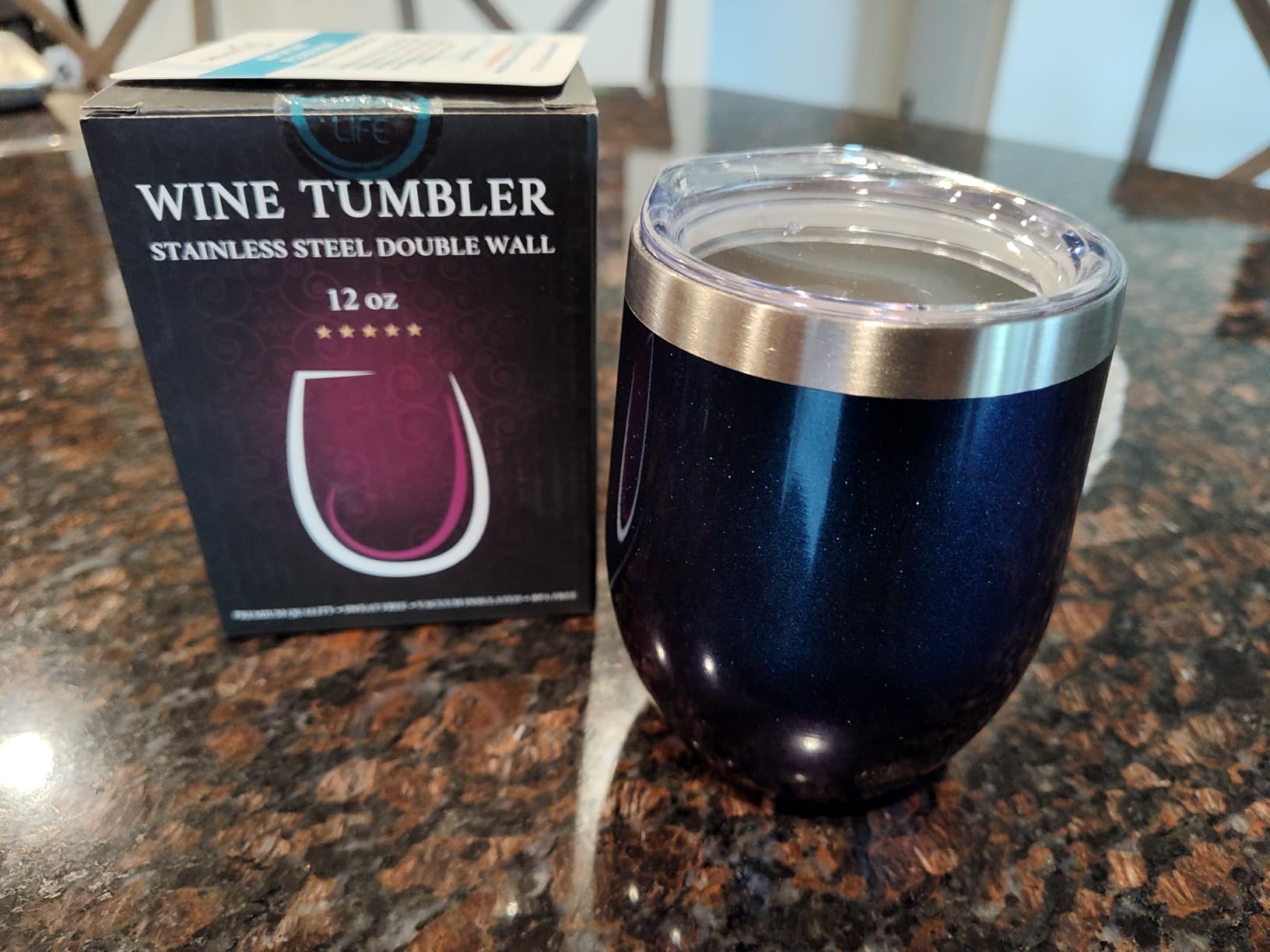 CHILLOUT LIFE 12 oz Stainless Steel Wine Tumblers 2 Pack - Double Wall Vacuum Insulated Wine Glasses Cups with Lids and Straws Set Keeping Cold & Hot for Coffee, Beer, Ice Cream - Rose Gold customer photo 2