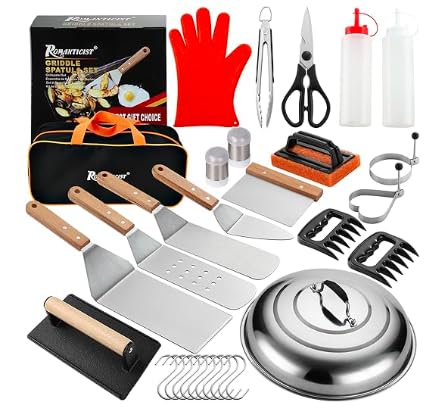 ROMANTICIST 8pcs Professional Griddle Accessories Kit - Heavy Duty Stainless Steel Grill Spatula Set for Grill Griddle Hibachi Flat Top Outdoor Cooking customer photo 2