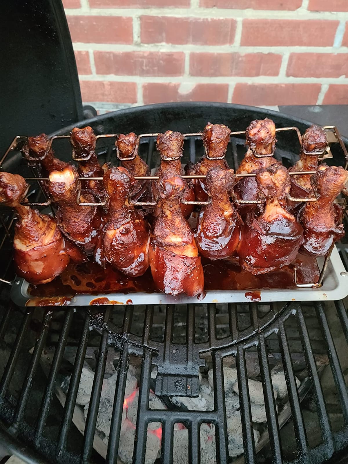 G.a HOMEFAVOR 14-Slot Chicken Leg Rack for Grill & Wings, BBQ Accessories | Stainless Steel, Dishwasher Safe, Foldable, with Detachable Drip Pan, Roasting Rack for Oven, Camping, Indoor & Outdoor customer photo 1