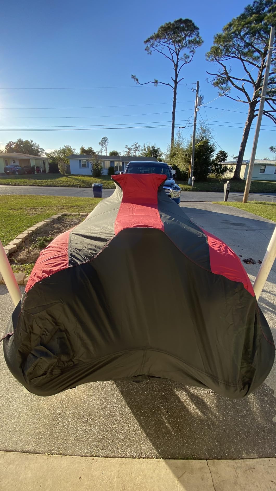 AllGuard Weatherproof Max Jet Ski Cover, Heavy Duty 600D Marine Grade Polyester, Protects from Rain, Sun, UV & More - Red/Black (Fits Jet Ski Length: 115