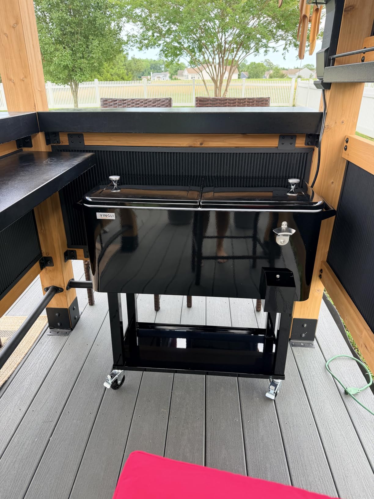 VINGLI Rolling Ice Chest, Portable Patio Party Bar Drink Cooler Cart, with Shelf, Beverage Pool with Bottle Opener customer photo 1