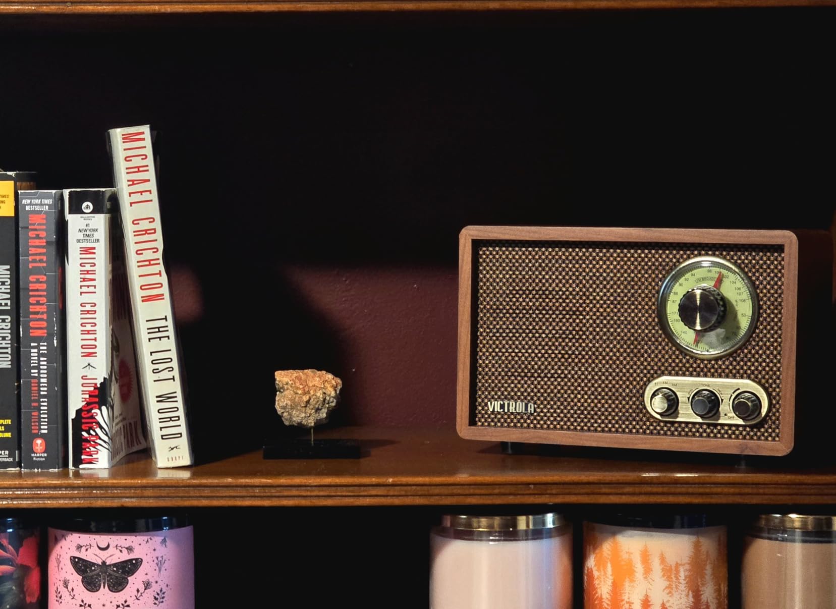 Victrola Willow - Retro Wood Bluetooth Radio, AM/FM - Walnut | Compact wood tabletop radio, analog AM/FM rotary dial, Bluetooth streaming, built-in speakers, bass and treble controls customer photo 1