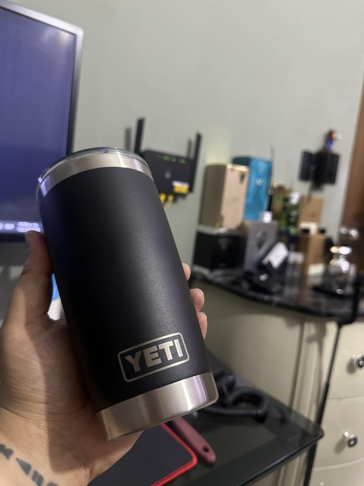 YETI Rambler 20 oz Stainless Steel Vacuum Insulated Tumbler with MagSlider Lid (Navy) customer photo 1