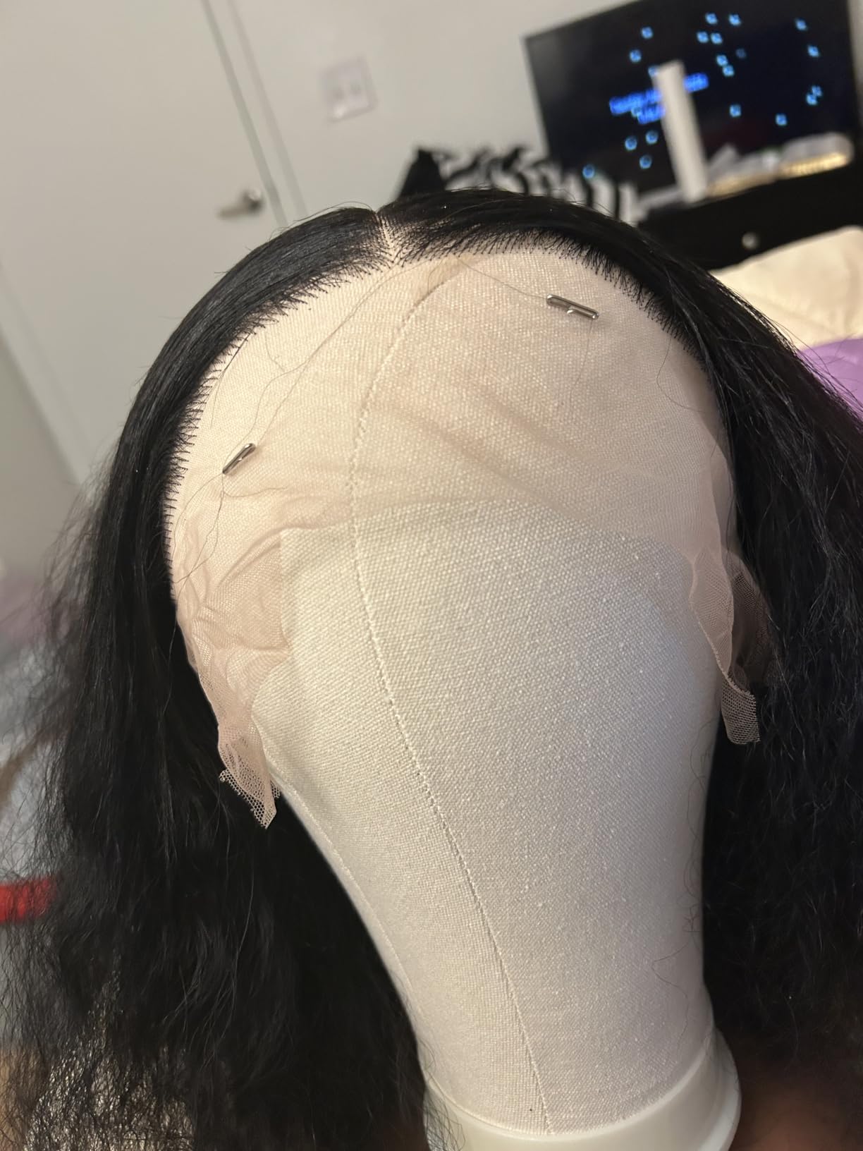 Leeven Poly Mannequin Head With Clamp Canvas Head for Making Wigs 22 Inch | Professional Canvas Wig Head for Display, Drying, Styling Wigs with Table Clamp Stand, Lightweight, Waterproof, Durable, Sturdy customer photo 2