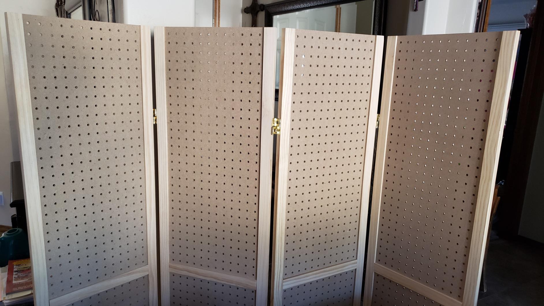 SSWBasics 5 Foot 4-Panel Folding Pegboard Stand for Crafting - Versatile Pegboard Display and Room Divider - Paint-Ready Surface for Customization - Perfect for Trade Shows, Flea Markets, and Home customer photo 2