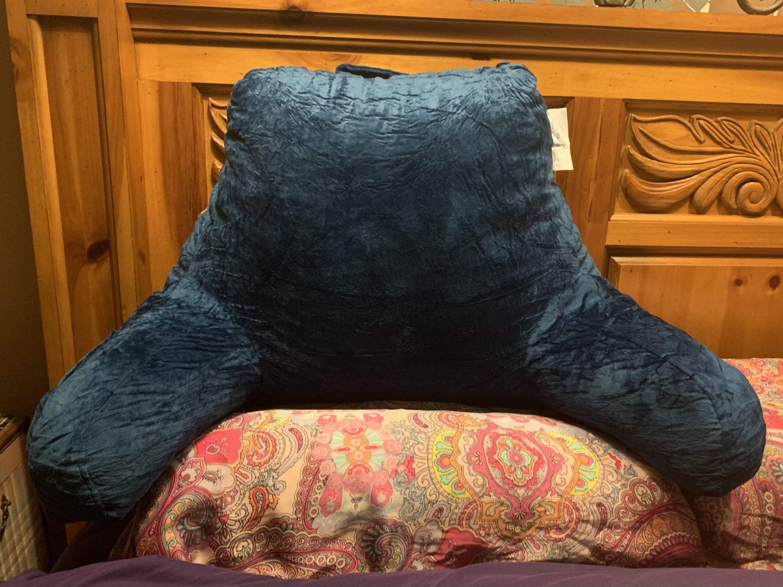 ComfortSpa Reading Pillow for Bed Adult Size, Back Rest Pillow with Arms, Pockets and Washable Cover; Use as a Back Pillow for Bed Sitting Up for Bedrest or Relief from GERD Heartburn (Large Grey) customer photo 1