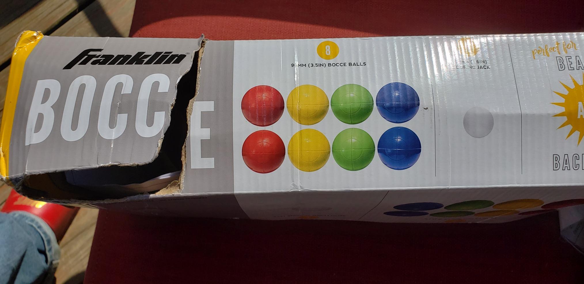 Franklin Sports Bocce Ball Set - 8 All Weather Bocce Balls and 1 Pallino - Beach, Backyard Lawn or Outdoor Party Game - Professional, American, and Starter Set Options customer photo 2