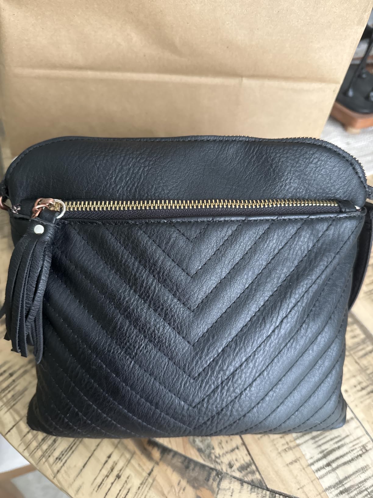 FashionPuzzle Chevron Quilted Medium Crossbody Bag with Tassel Accent customer photo 1