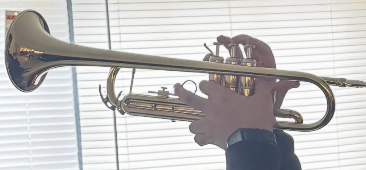 Eastar Bb Standard Trumpet Set for Beginner, Brass Student Trumpet Instrument with Hard Case, Cleaning Kit, 7C Mouthpiece and Gloves, ETR-380N, Silver customer photo 2
