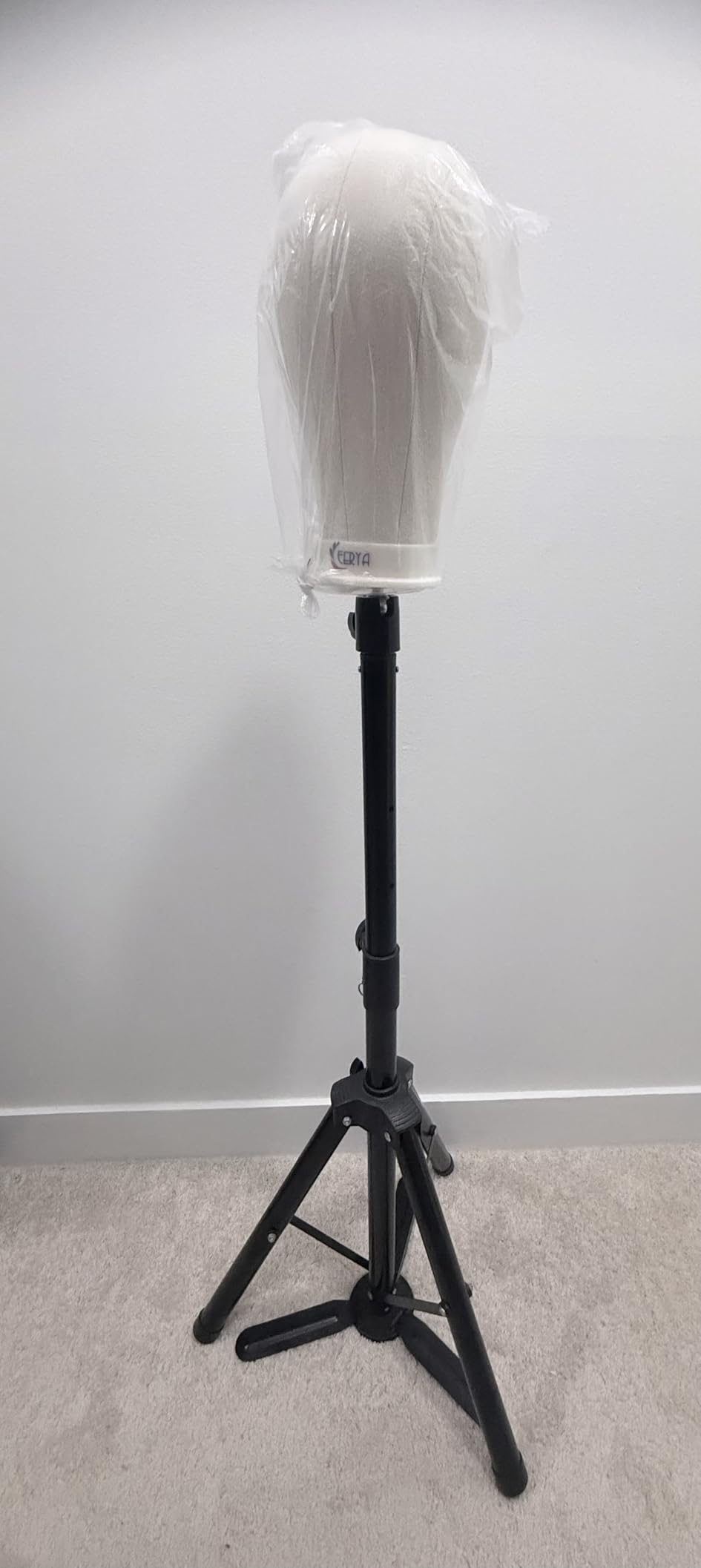22Inch Canvas Block Wig Head Stand Set for Wig Heads Display Styling Making | Hair Weave and Styling Mannequin Head with Mount Hole C Stand, Styling Hair Clips, T Needle, C Needles, Thread, Lace Wig Caps customer photo 2