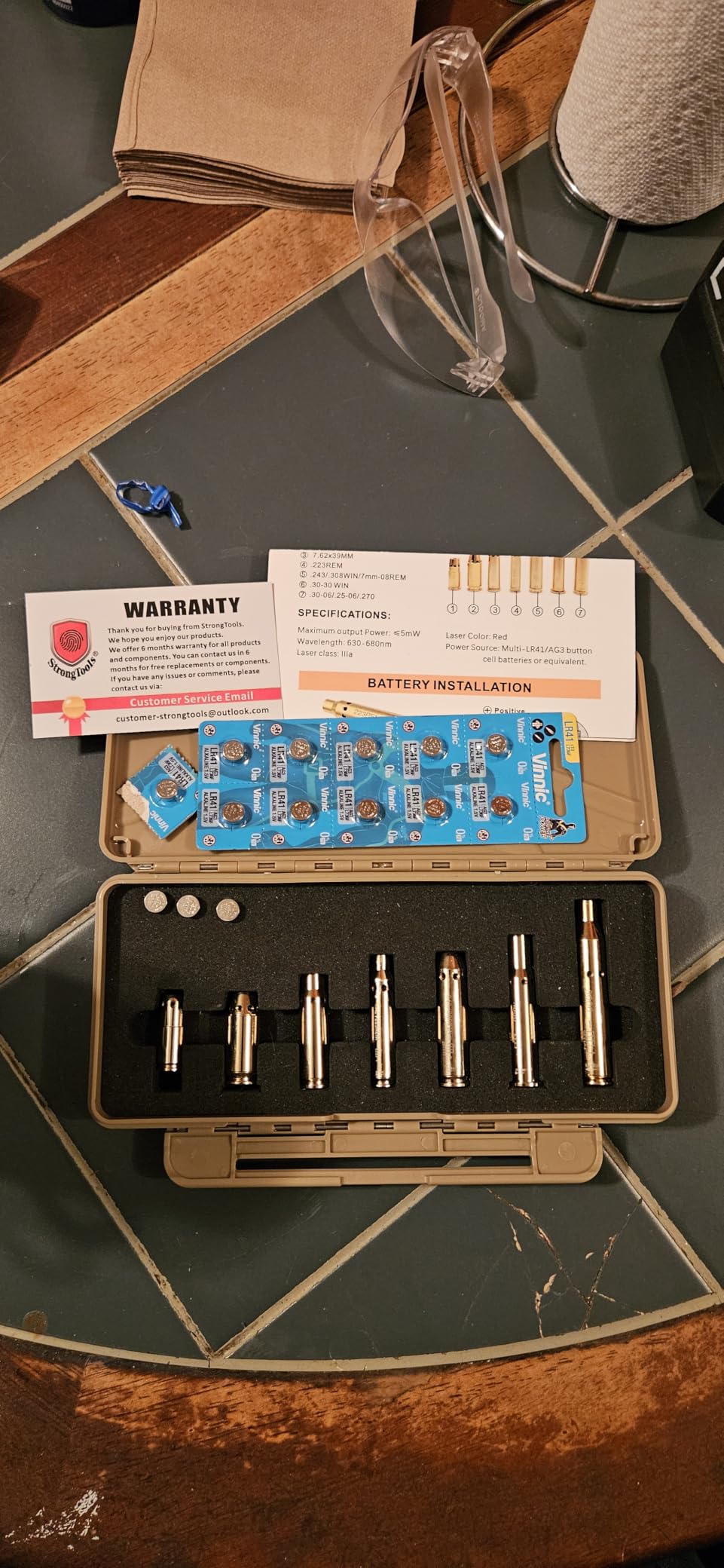 BoreSighter for 22LR/223/9MM/7.62X39MM/30-30/30-06/.25/270/243/308/7MM/45ACP Colt Caliber Rifle Scope Handgun Brass Red Dot Boresight Kit for Hunting with AG3 Batteries (Special, Bullet Type) customer photo 2