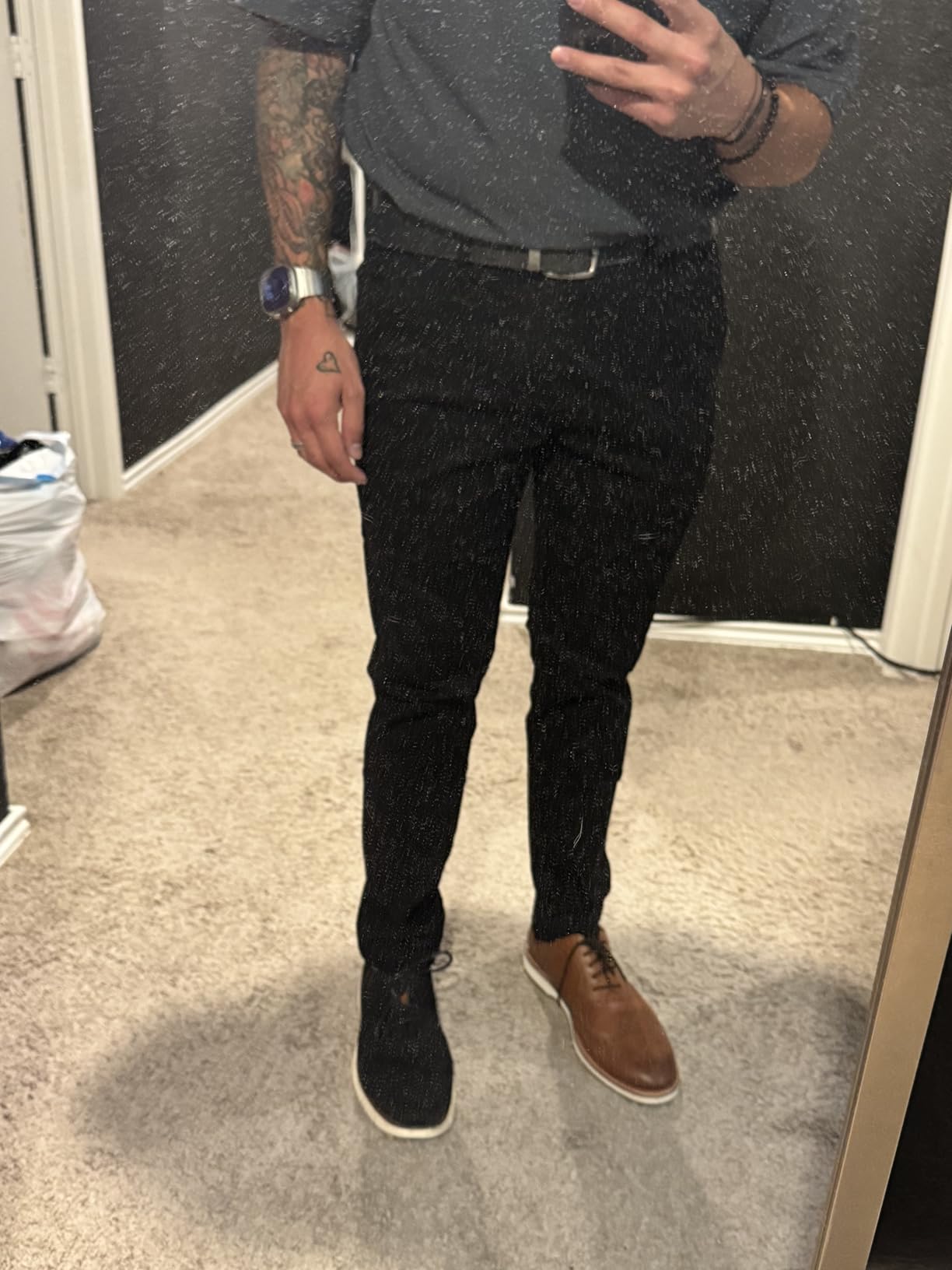 Plaid&Plain Men's Skinny Stretchy Khaki Pants Colored Pants Slim Fit Slacks Tapered Trousers customer photo 2