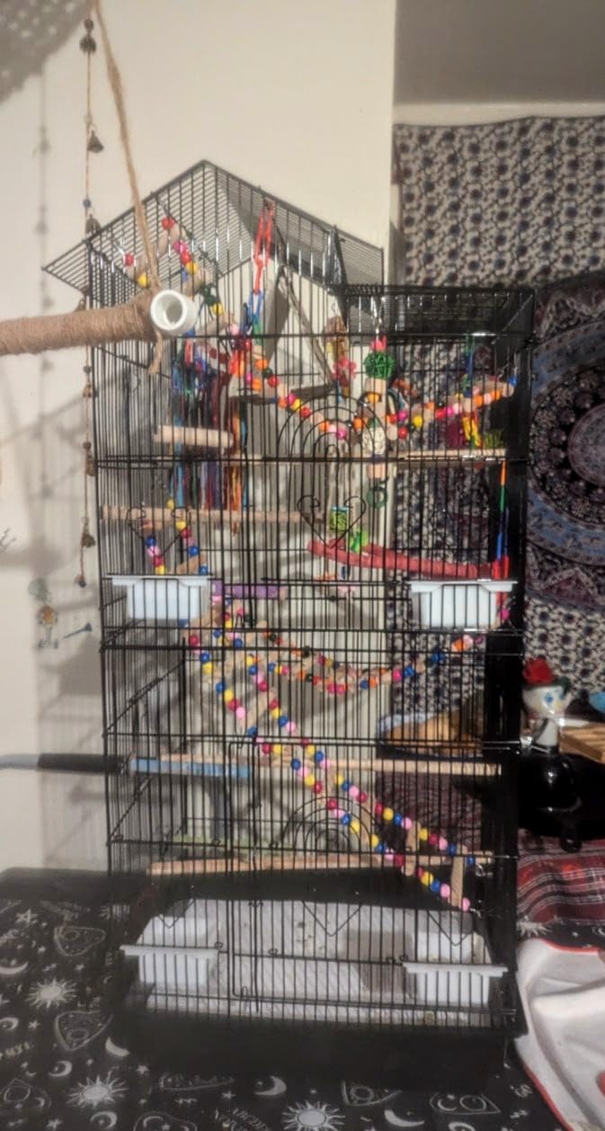 Yaheetech 39-inch Roof Top Large Flight Parrot Bird Cage for Small Quaker Parrot Cockatiel Sun Parakeet Green Cheek Conure Budgie Finch Lovebird Canary Pet Bird Cage w/Toys customer photo 2