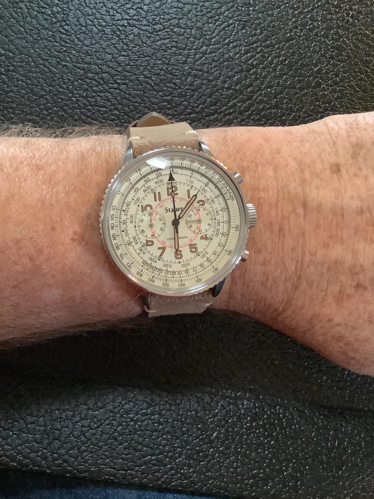 AVI-8 Co-Pilot Men's Chronograph Watch with Stainless Steel Case and Brown Leather Band customer photo 2