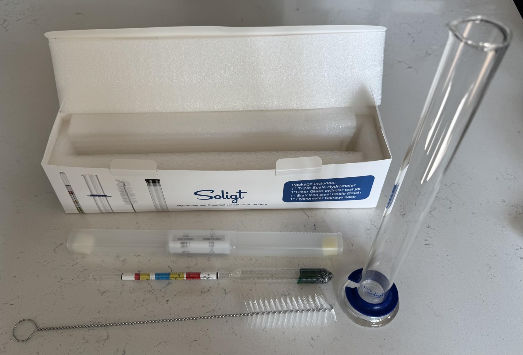 SOLIGT Triple Scale Hydrometer and Glass Test Jar for Wine, Beer, Mead & Cider - ABV, Brix and Gravity Test Kit customer photo 1