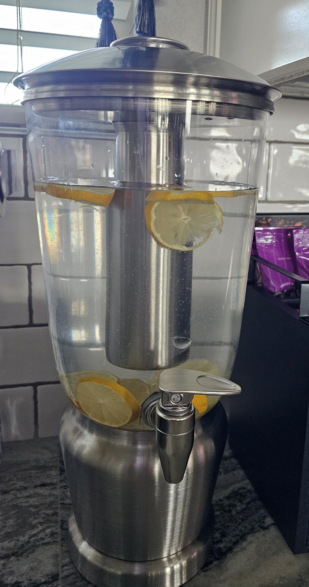 BirdRock Home 1.5 Gallon Stainless Steel Beverage Dispenser with Ice Container, Stand & Spigot - Round - BPA Free Clear Tritan Plastic customer photo 1
