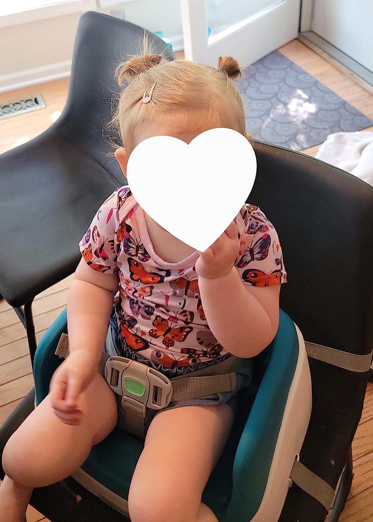Ingenuity SmartClean Toddler Booster Seat for Kitchen Chair - Lightweight for on-the-go, Easy-Clean, 3-Point Harness Strap - Booster Seat for Dining Table, Slate customer photo 1
