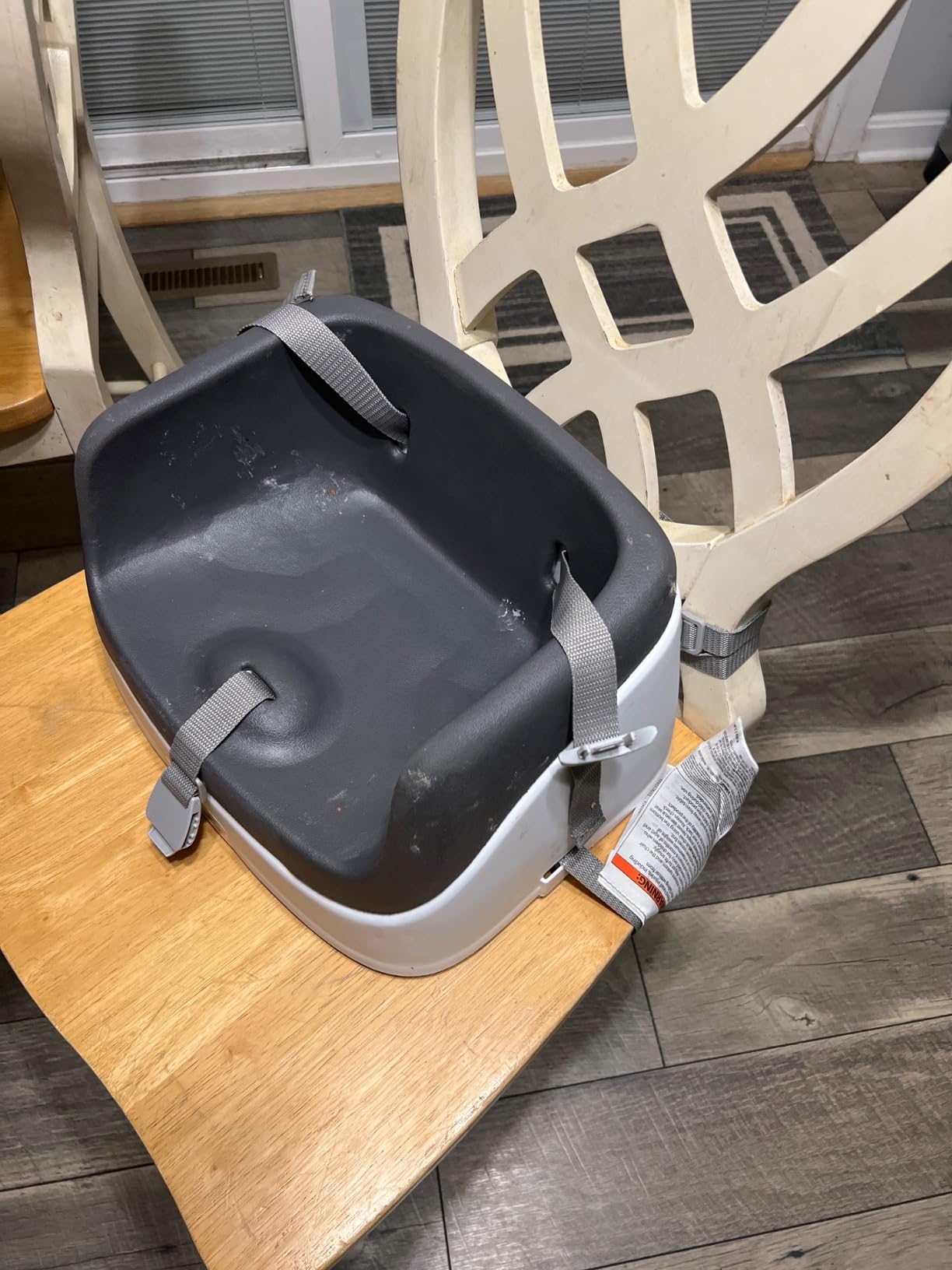 Ingenuity SmartClean Toddler Booster Seat for Kitchen Chair - Lightweight for on-the-go, Easy-Clean, 3-Point Harness Strap - Booster Seat for Dining Table, Slate customer photo 2