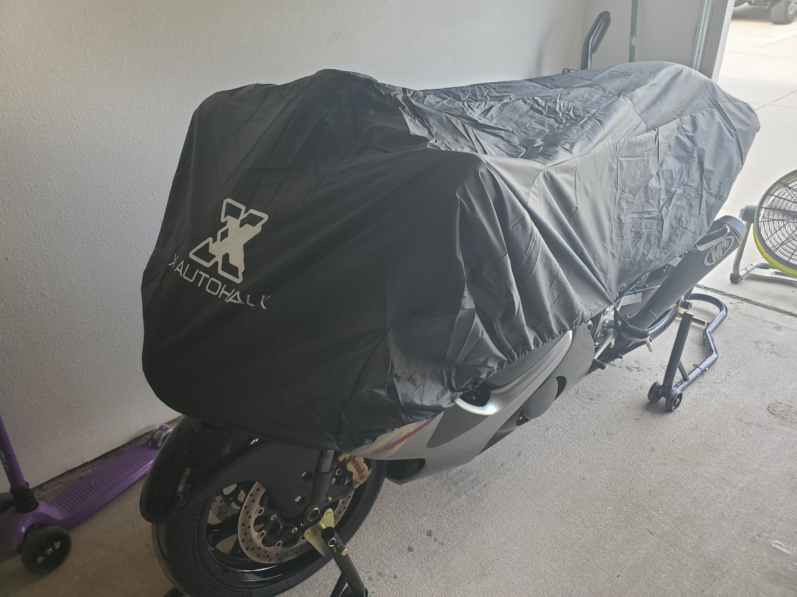 X AUTOHAUX Motorcycle Cover Lightweight Half Cover Outdoor Waterproof Rain Dust Protector Black XL for Most Full Dress Touring Cruiser customer photo 1