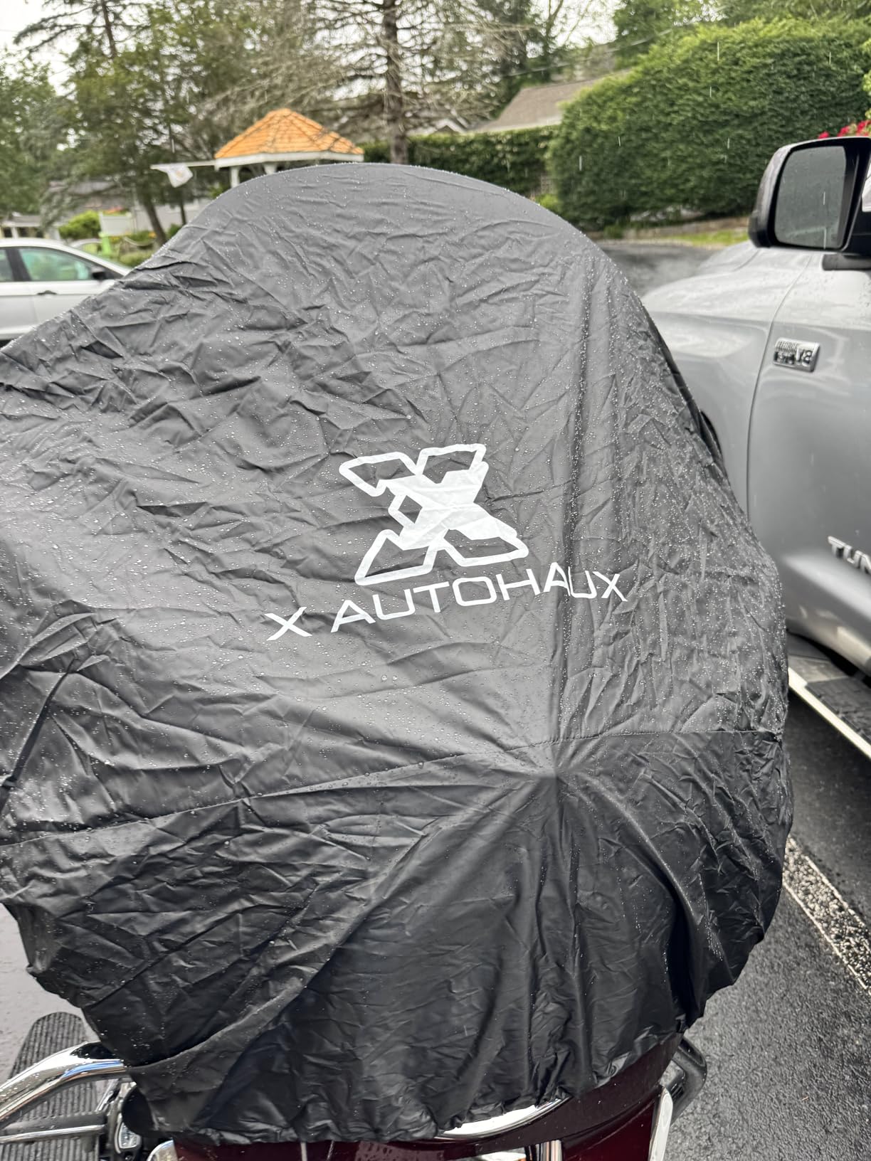 X AUTOHAUX Motorcycle Cover Lightweight Half Cover Outdoor Waterproof Rain Dust Protector Black XL for Most Full Dress Touring Cruiser customer photo 2