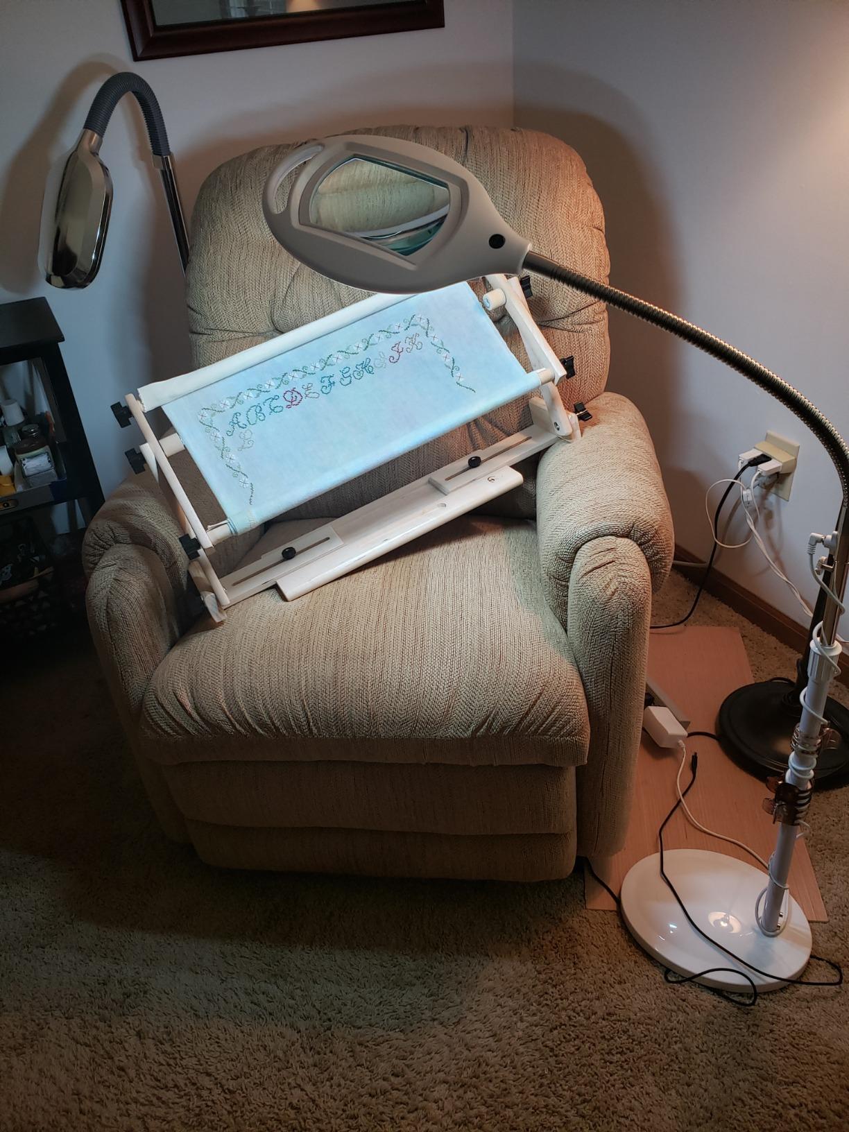 Brightech LightView Pro Magnifying Floor Lamp - Hands Free Magnifier with Bright LED Light for Reading - Work Light with Flexible Gooseneck - Standing Mag Lamp customer photo 1