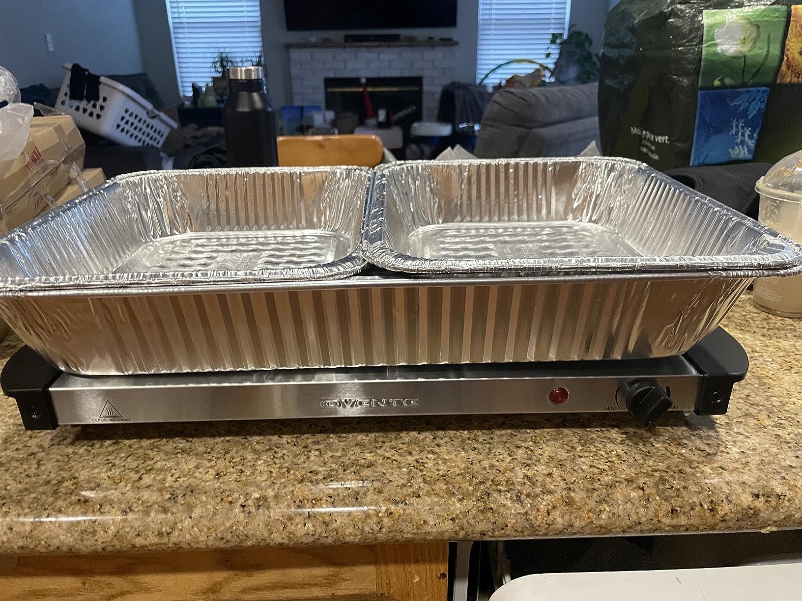 OVENTE Electric Warming Tray, Adjustable from 90F to 284F, Silver FW170S, Compact Food Warmer and Server for Buffets, Perfect for Parties, Events, and Dinners, with Cool-Touch Handles, Stainless Steel customer photo 2