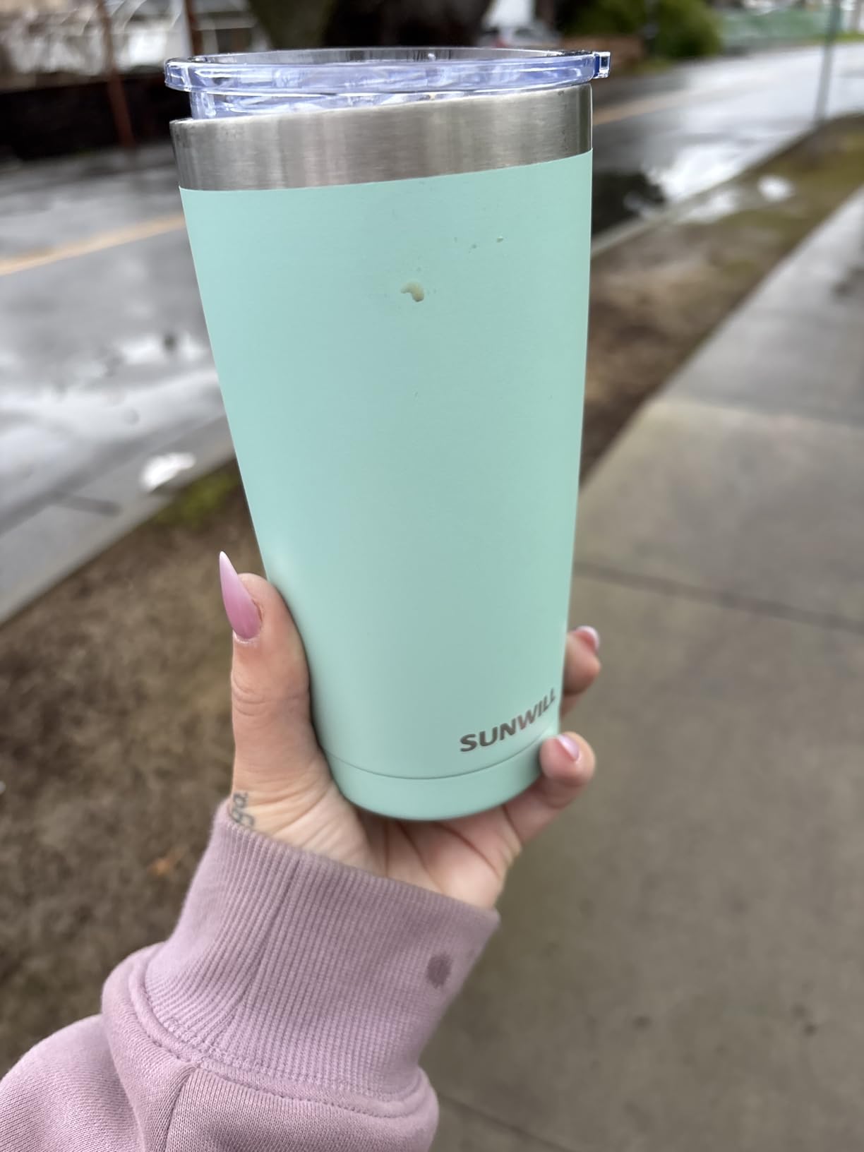SUNWILL Travel Coffee Tumbler 20 oz, Insulated Mug with Lid, Stainless Steel Cup for Outdoor, Powder Coated Navy customer photo 2