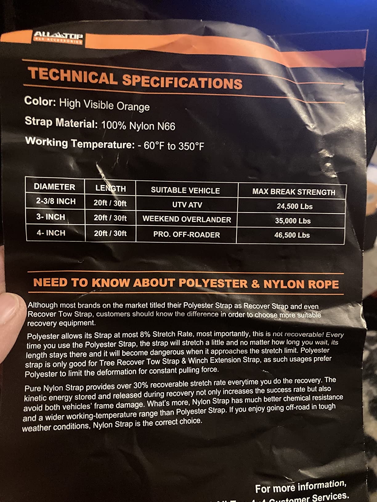 ALL-TOP Nylon Recovery Kit with Hitch Receiver: 3