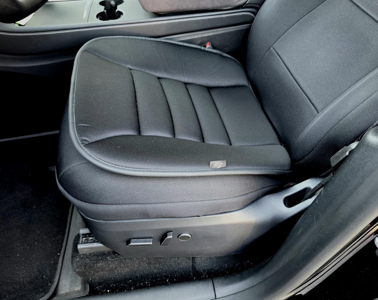 kingphenix Memory Foam Car Seat Cushion for Driver and Office Chair Comfort | 1.2-Inch-Thick Memory Foam Seat Pad, Soft, Breathable Fabric, Non-Slip Silicone Bottom for Long Drives and Office Use, Black customer photo 1
