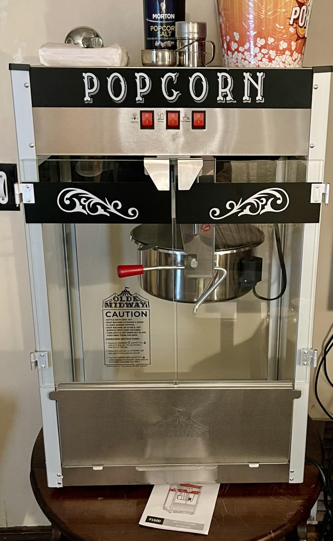 Olde Midway Commercial Popcorn Machine Maker Popper with Extra Large 16-Ounce Kettle - Black customer photo 2