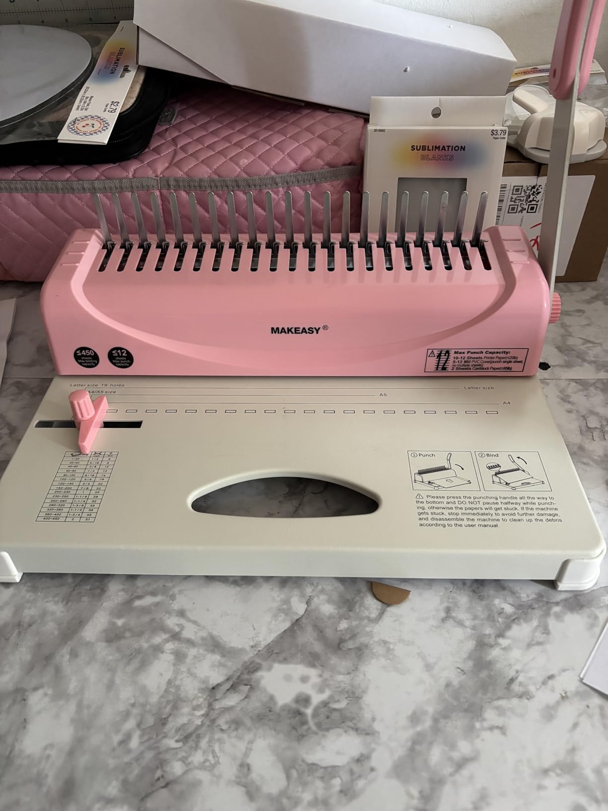MAKEASY Comb Binding Machine - Punch 12 Sheet, Easy Punch No Jam, Heavy-Duty Metal Build, Book Binder for Office Reports & Home School Projects, Includes 100 Combs, Letter/A4/A5 Compatible customer photo 1